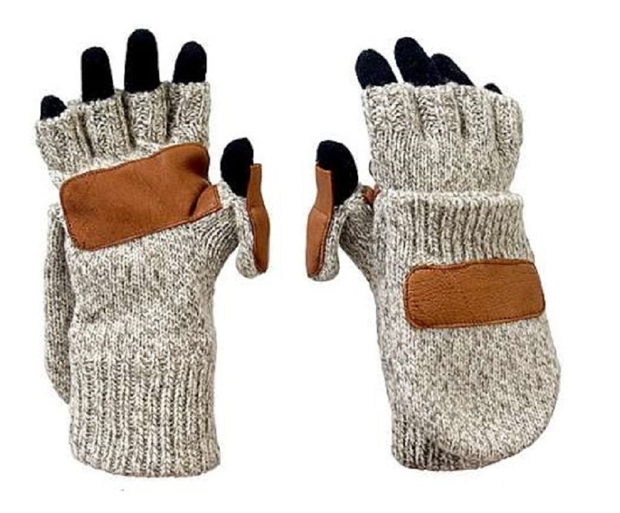 ragg wool and leather gloves